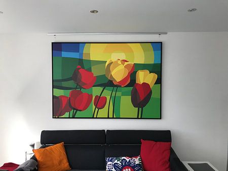 Tulips, green meadows and a summer sunrise