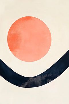 Abstracte compositie met rode zon van Poster Art Shop