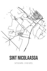 Sint Nicolaasga (Fryslan) | Carte | Noir et blanc sur Rezona