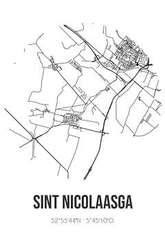 Sint Nicolaasga (Fryslan) | Karte | Schwarz und Weiß von Rezona