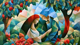 Adam and Eve in Paradise: a Cubist Panorama