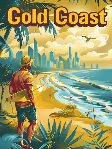 Gold Coast Surf Retro Poster sur Travel Shop