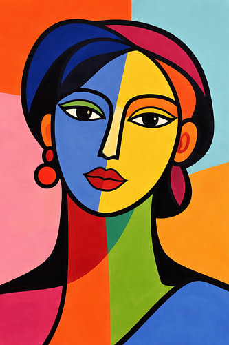 Abstract portrait of a woman in bold colours