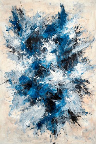 Dynamisch abstract kunstwerk in blauw