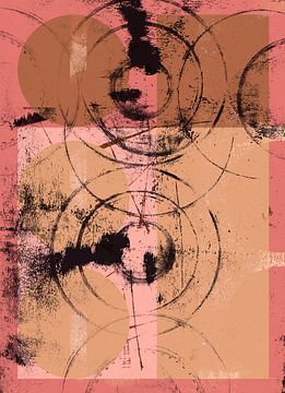 Abstract shapes and lines in pink and warm rusty colors no. 3 by Dina Dankers