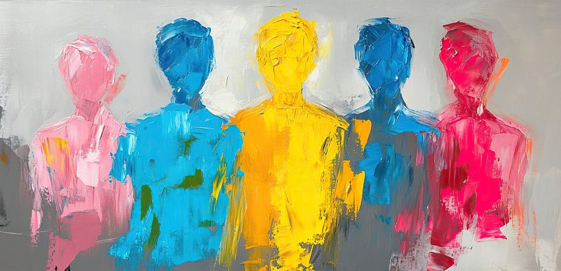 Bunte Menschen gegen Grau von Kunst Laune