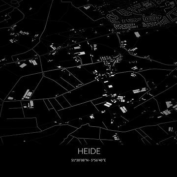 Black-and-white map of Heide, Limburg. by Rezona