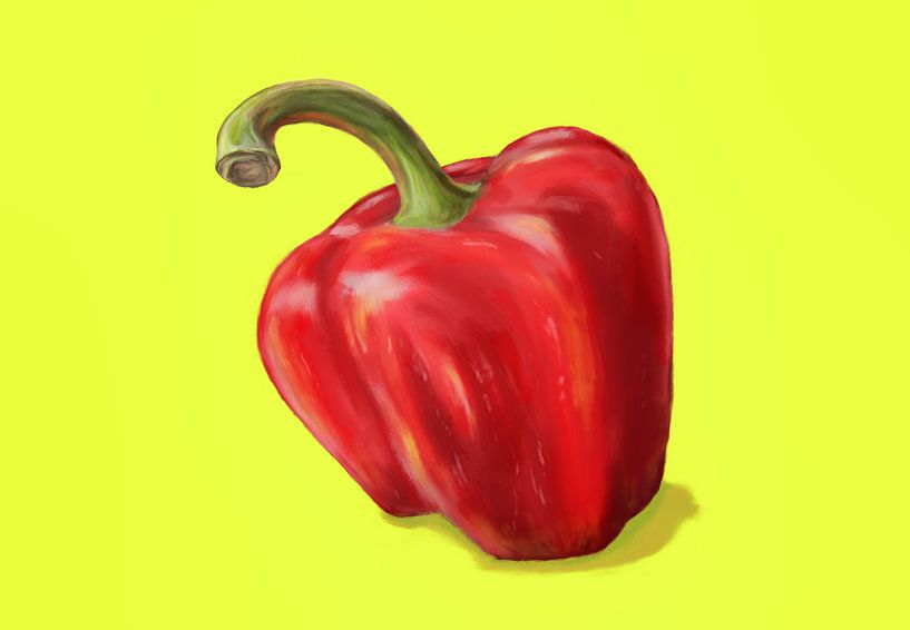 Paprika rouge sur jaune par Jan Brons