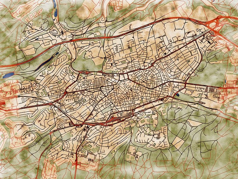 Map of Kaiserslautern with the style 'Serene Summer' by Maporia