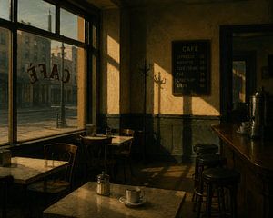 Sophisticated Empty Parisian Cafe Nostalgic Bistro Decor Oil Art