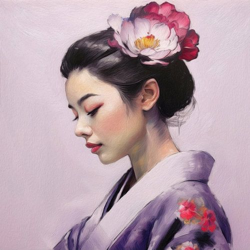 Woman in Purple Kimono