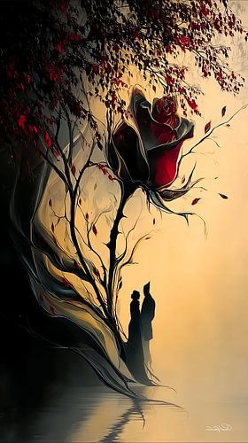 rose in red, black or gold