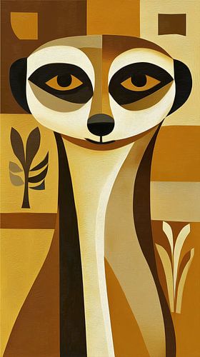 Afrikaanse meerkat abstract kubisme minimalisme