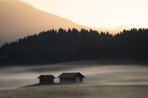 Morning light in Alpe di Siusi, Dolomites Italy