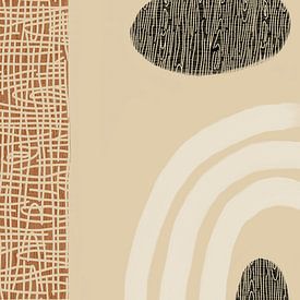 Scandi Wood Lines - Abstract Beige Composition | Modern Minimalist Wall Art Print | Organic Lines, Neutral Aesthetics, Boho Interior Art by nachtfarbenart