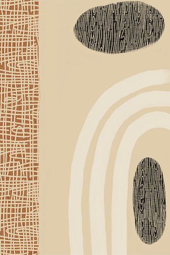Scandi Houtlijnen - Abstracte Beige Compositie | Moderne Minimalistische Muurkunstprint | Organische Lijnen, Neutrale Esthetiek, Boho Interieur Kunst van nachtfarbenart