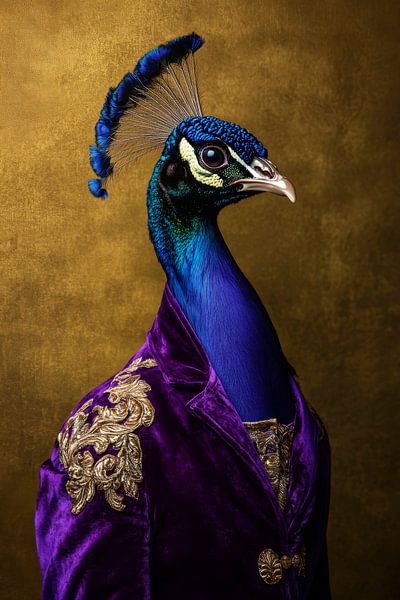 Elegance of the peacock in a suit by Poster Art Shop