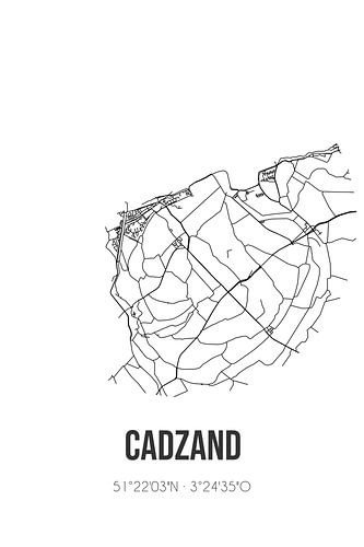 Cadzand (Zeeland) | Karte | Schwarz und weiß
