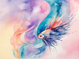Abstract fantasyfish in pastel colours. by Brian Morgan