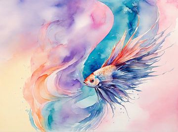 Abstract fantasyfish in pastel colors.