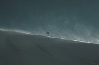 Skitoerers op winderige bergkam in de ochtendzon van Lukas Schulz thumbnail
