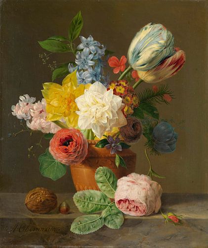 Stilleven met bloemen en noten, Anthony Oberman
