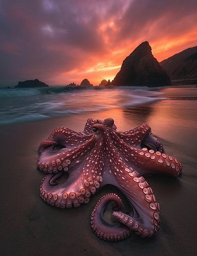 Inktvis op het strand