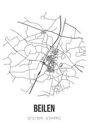 Beilen (Drenthe) | Karte | Schwarz und weiß von Ortsdrucke