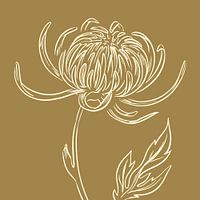 Flowers and plants in ocher yellow