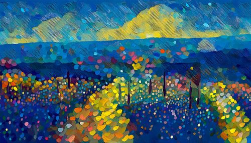 Moderne Abstraktion: Farbenfrohe südfranzösische Hügel