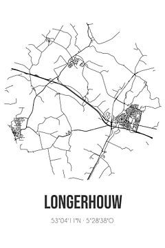 Longerhouw (Fryslan) | Landkaart | Zwart-wit van MijnStadsPoster