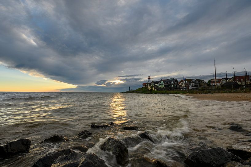View over stormy Urk by Michel Knikker