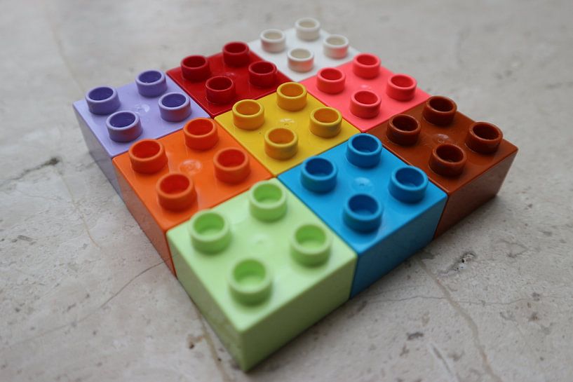 Nine (9) square toy blocks colourful (rotation 3) by hou2use