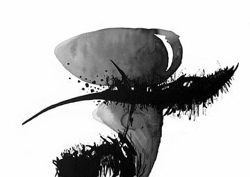 Zwart witte inkt abstract van Ela Szczepaniak