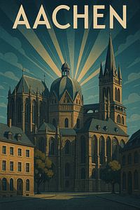 Aachener Dom Art Deco Reiseplakat