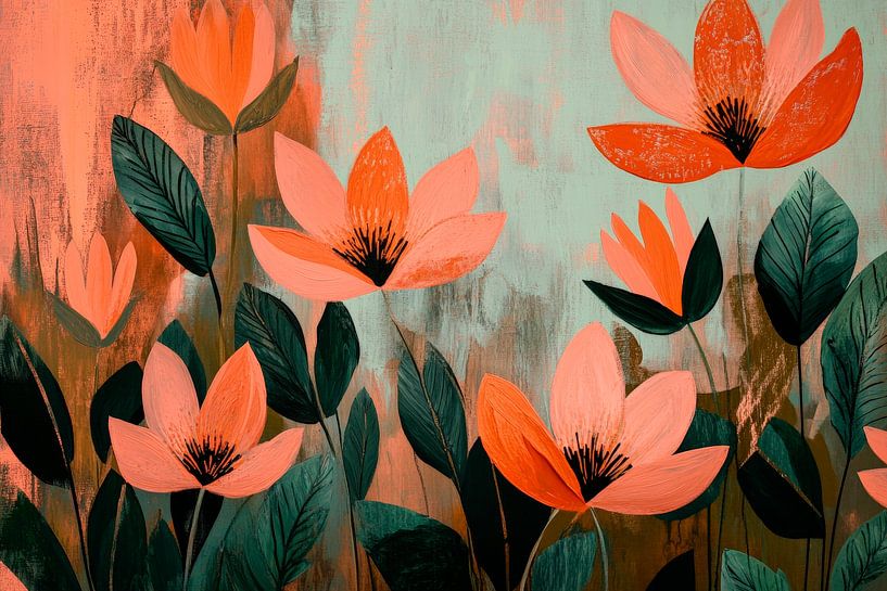 Blühende Blumen im sanften Licht von Poster Art Shop