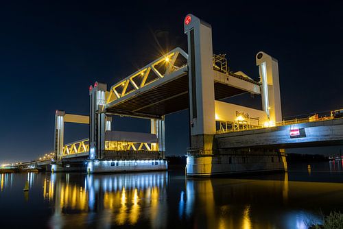 Nightphoto of the Botlek burg over the Oude Maas near Rotterdam, Spijkenisse