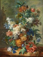 Stillleben mit Blumen in Gold Vase - Jan van Huysum, 1723