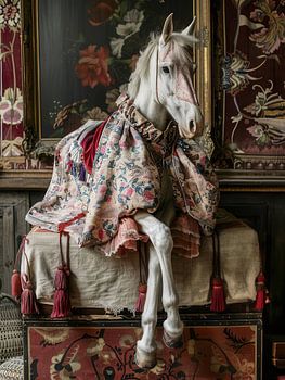 White horse with clothes