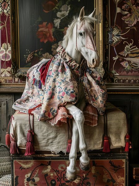 White horse with clothes by haroulita