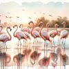 Gelassener Flamingo-Sonnenaufgang von Chromatic Fusion Studio