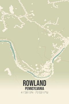 Carte ancienne de Rowland (Pennsylvanie), USA. sur Rezona