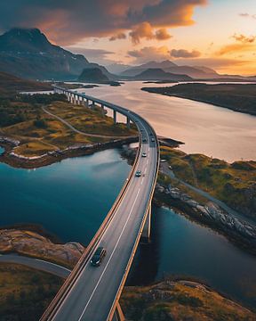 Fascinerende brug over de Noorse kust van fernlichtsicht