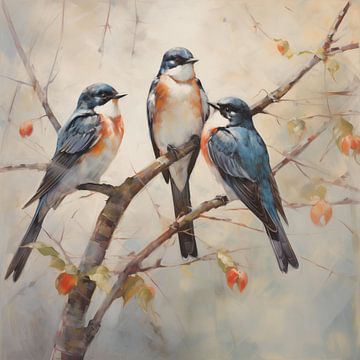 Three swallows light colours by The Xclusive Art