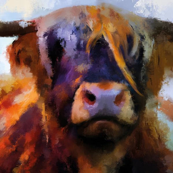 Expressionistisch schilderij van een Schotse Hooglander van MadameRuiz