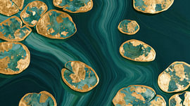 Luxe vert émeraude – Agate abstraite aux bords dorés