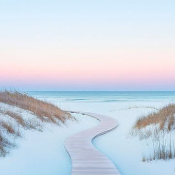 Strandpad in het zand van Poster Art Shop