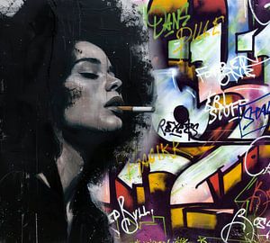 Smoking - Street Art Graffiti van Marja van den Hurk