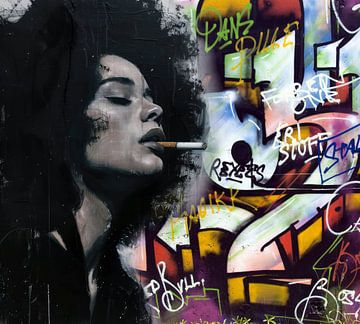 Smoking - Street Art Graffiti by Marja van den Hurk