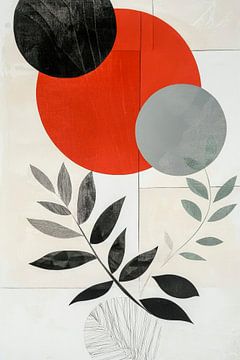 Geometrische plantensamenstelling in kleuren van Poster Art Shop